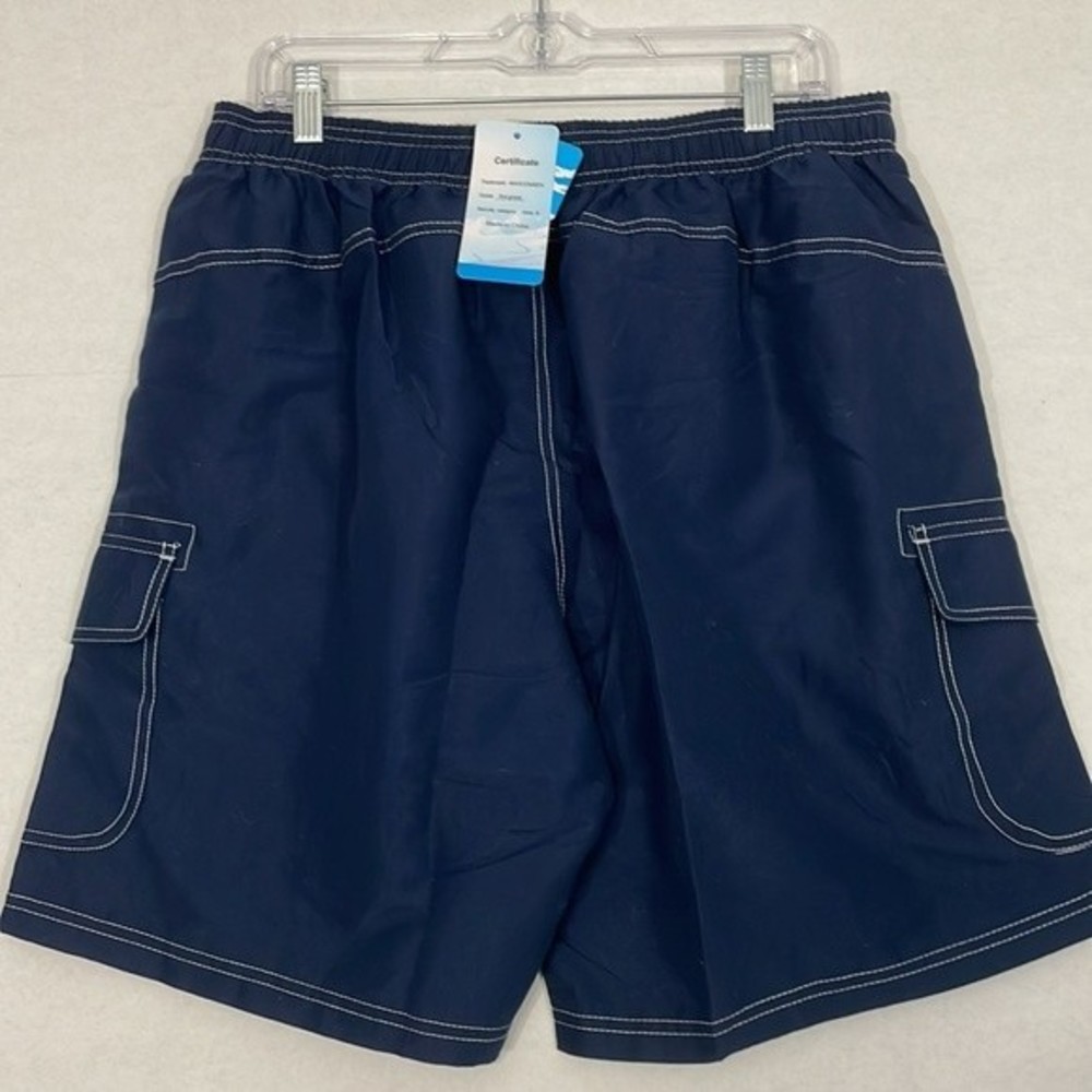 MagcoMsen Swim Board Shorts NWT Pockets, Mesh Lined, Elastic Waist, Navy Blue,XL - Picture 8 of 8